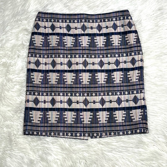 Ann Taylor Dresses & Skirts - Ann Taylor Women's Pencil Skirt Blue Aztec Geometric Print Lined
